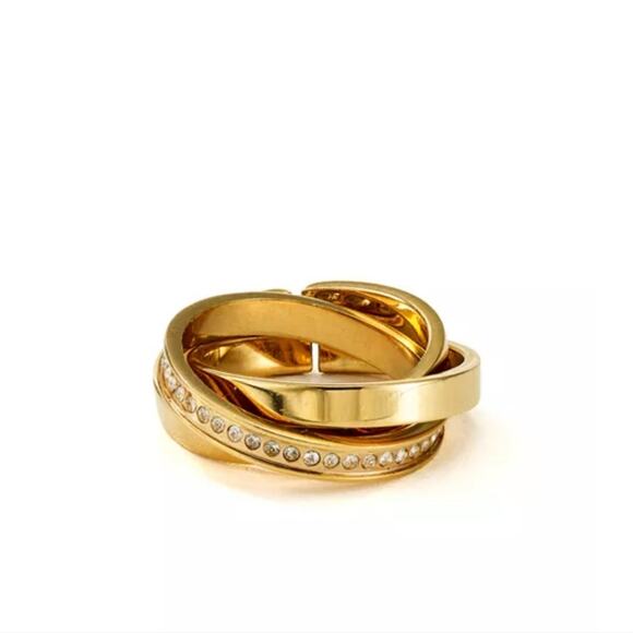 NEW Vita Fede Cassio 24K Gold Plated Stackable Pave Swarovski Crystal Ring - Picture 4 of 9